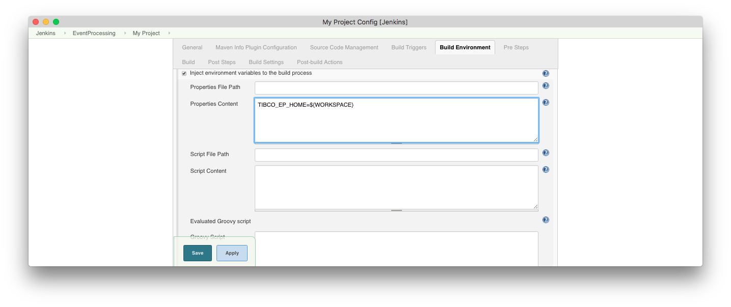 Jenkins environment